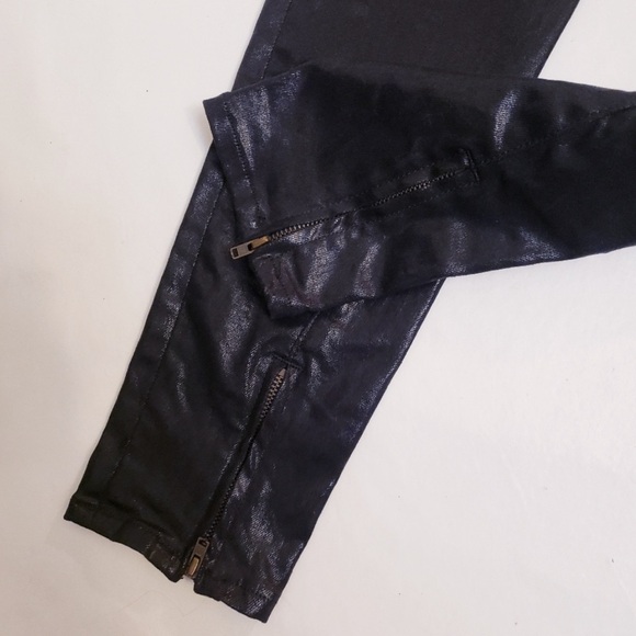 ALL SAINTS Spitalfields Petrel Brodie Faux Leather Wax Coated Black Jeans - Picture 6 of 9